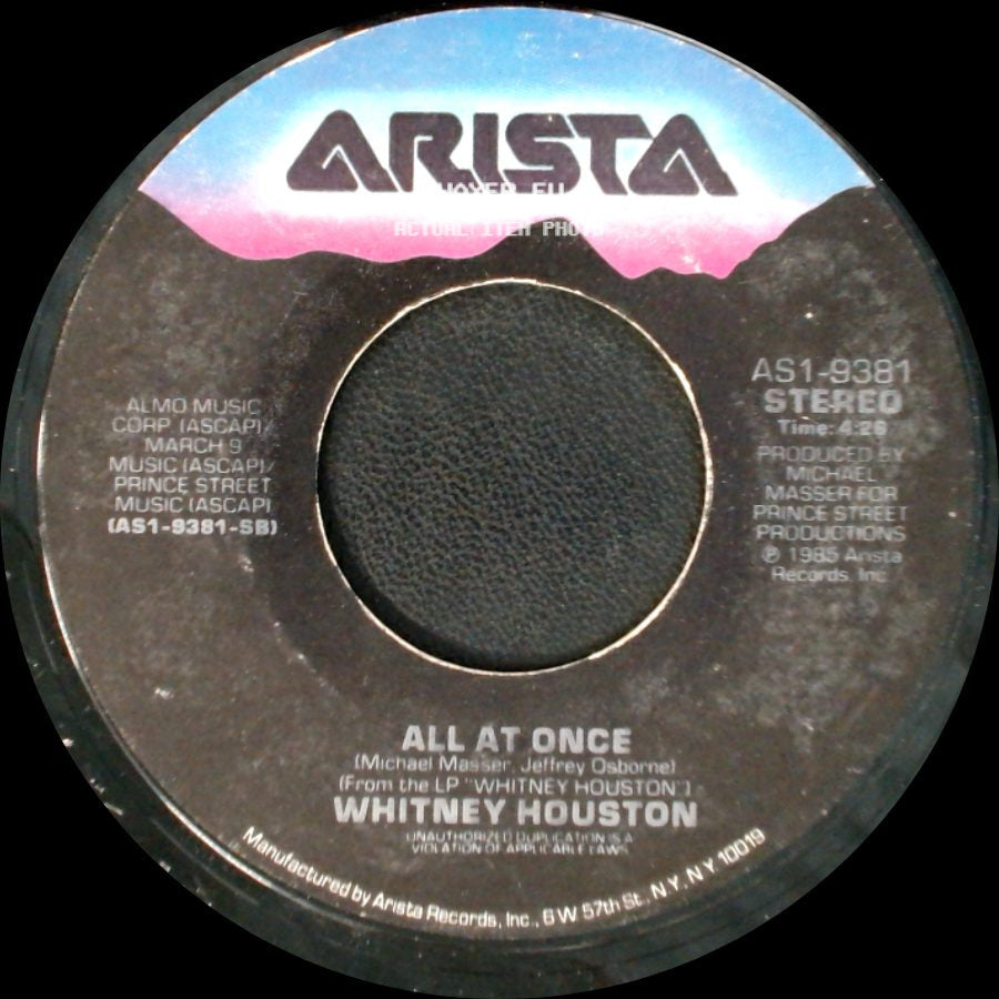 Whitney Houston - Saving All My Love For You / All At Once side B