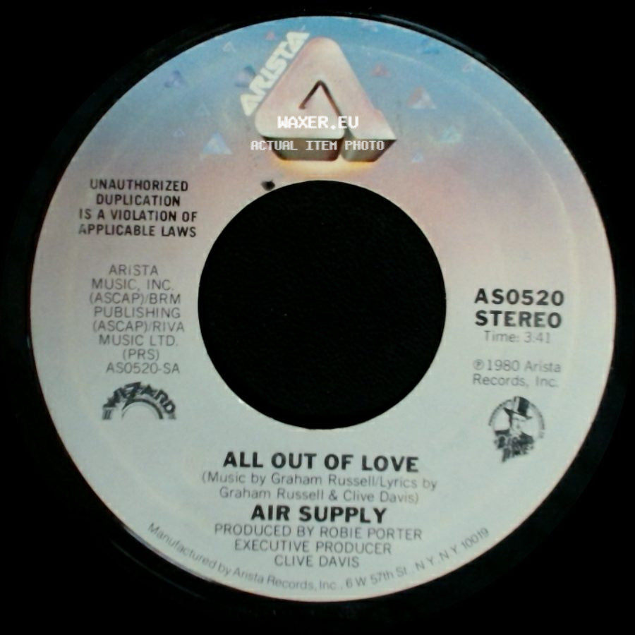 Air Supply - Old Habits Die Hard / All Out Of Love side B