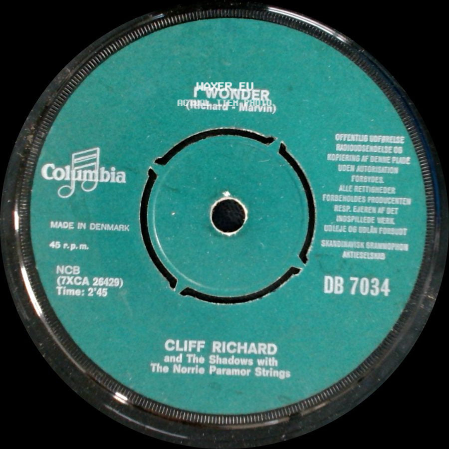Cliff Richard And The Shadows With The Norrie Paramor Strings / Cliff Richard And The Shadows - I Wonder / Lucky Lips side A