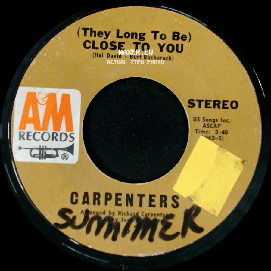 Carpenters - I Kept On Loving You / (They Long To Be) Close To You side B