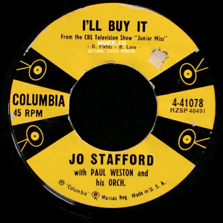 Jo Stafford With Paul Weston And His Orch. / Jo Stafford - Sweet Little Darlin' / I'll Buy It side B