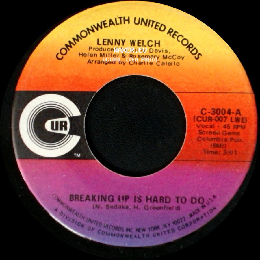 Lenny Welch - Breaking Up Is Hard To Do / Get Mommy To Come Back Home side A