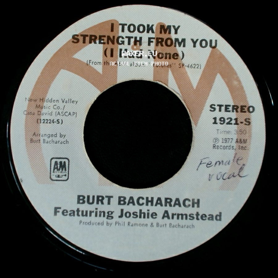 Burt Bacharach / Burt Bacharach Featuring Joshie Armstead - Time And Tenderness / I Took My Strength From You (I Had None) side B