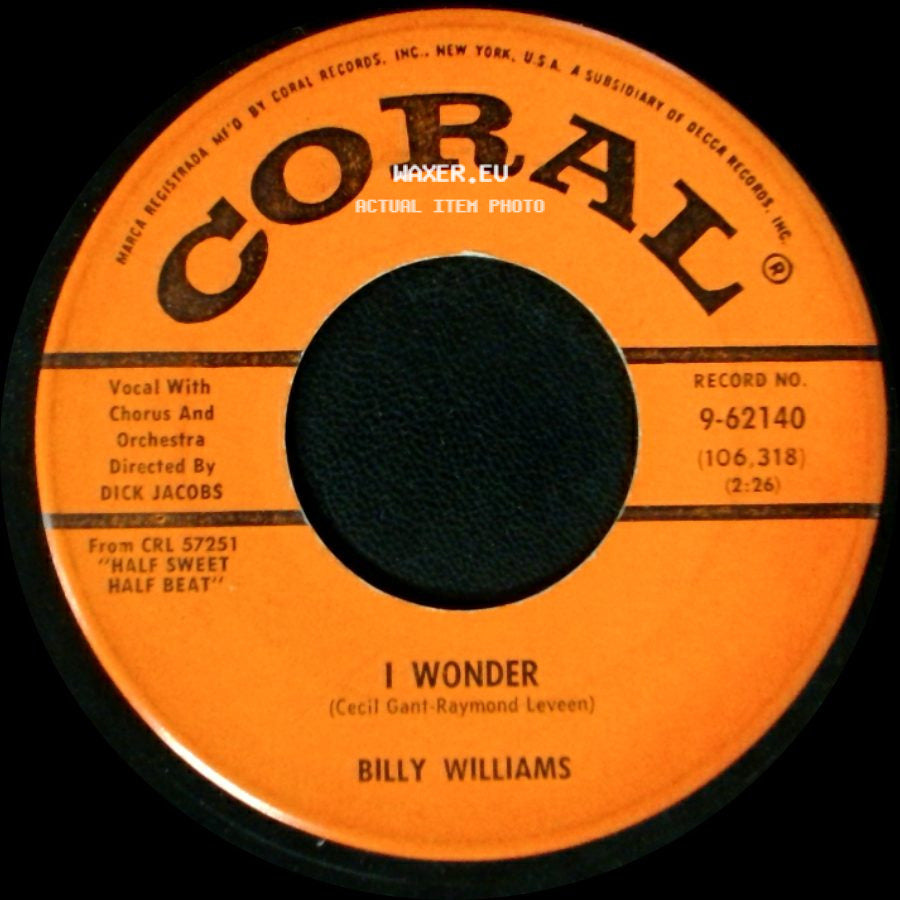 Billy Williams - I Wonder / Smack Dab In The Middle side A