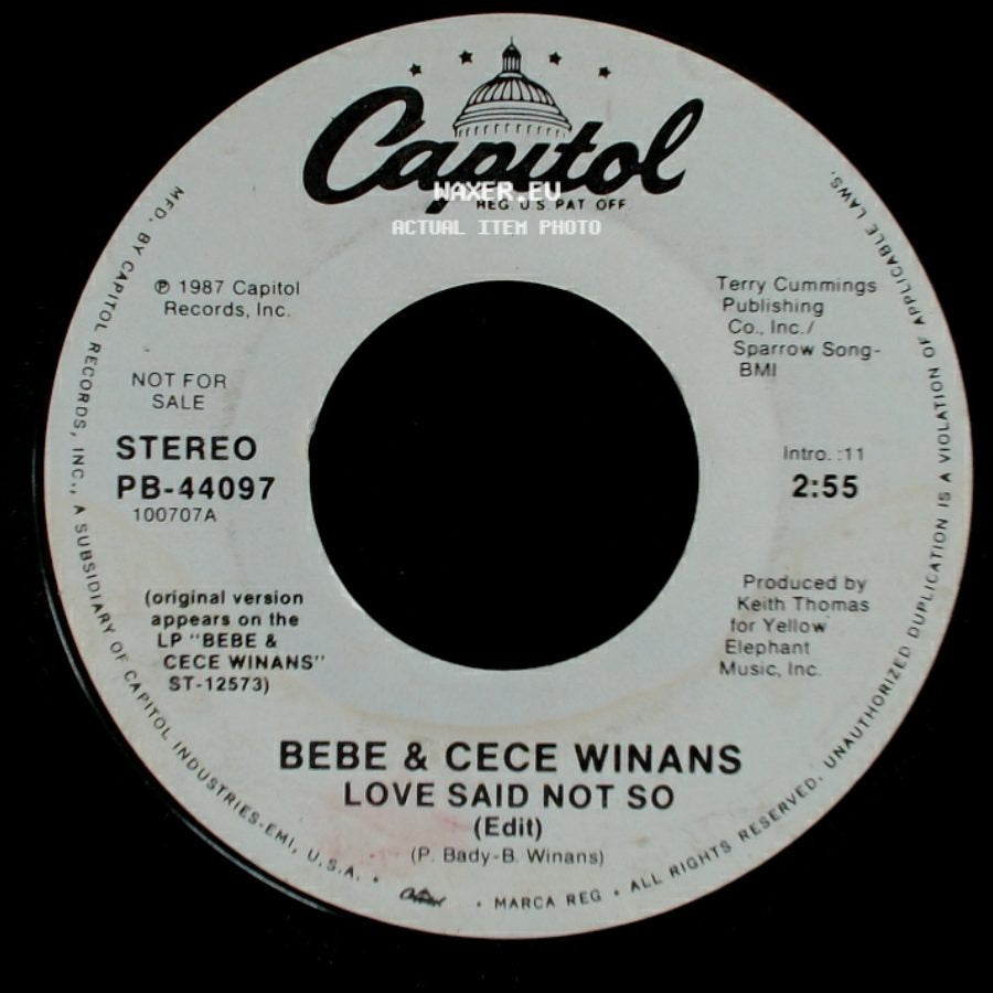 Bebe & Cece Winans - Love Said Not So (Edit) / Love Said Not So (Edit) side B