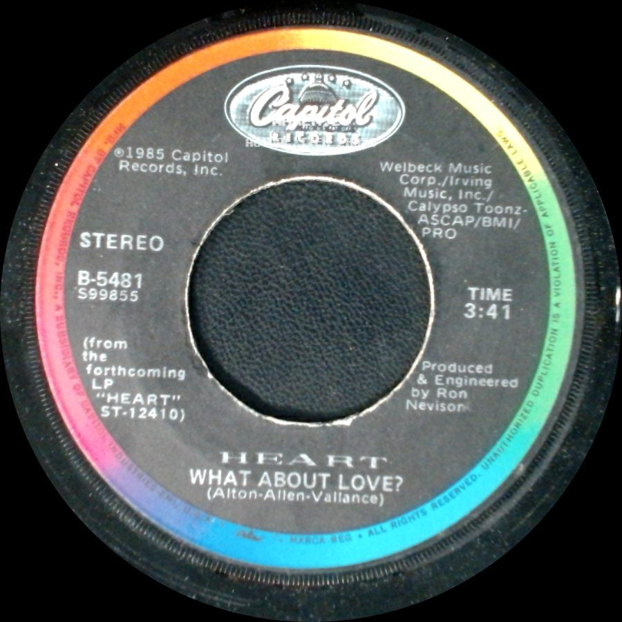 Heart - Heart Of Darkness / What About Love? side B