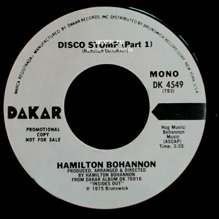 Hamilton Bohannon - Disco Stomp (Part 2) / Disco Stomp (Part 1) side B