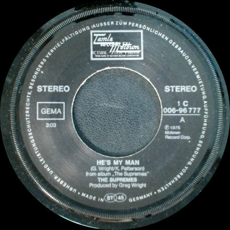 The Supremes - Give Out, But Don't Give Up / He's My Man side B