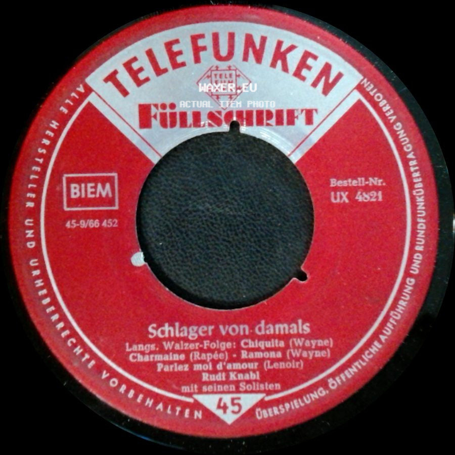 Rudi Knabl Mit Seinen Solisten / Rudi Knabl M. S. Solisten - Schlager Von Damals / Schlager Von Damals side A
