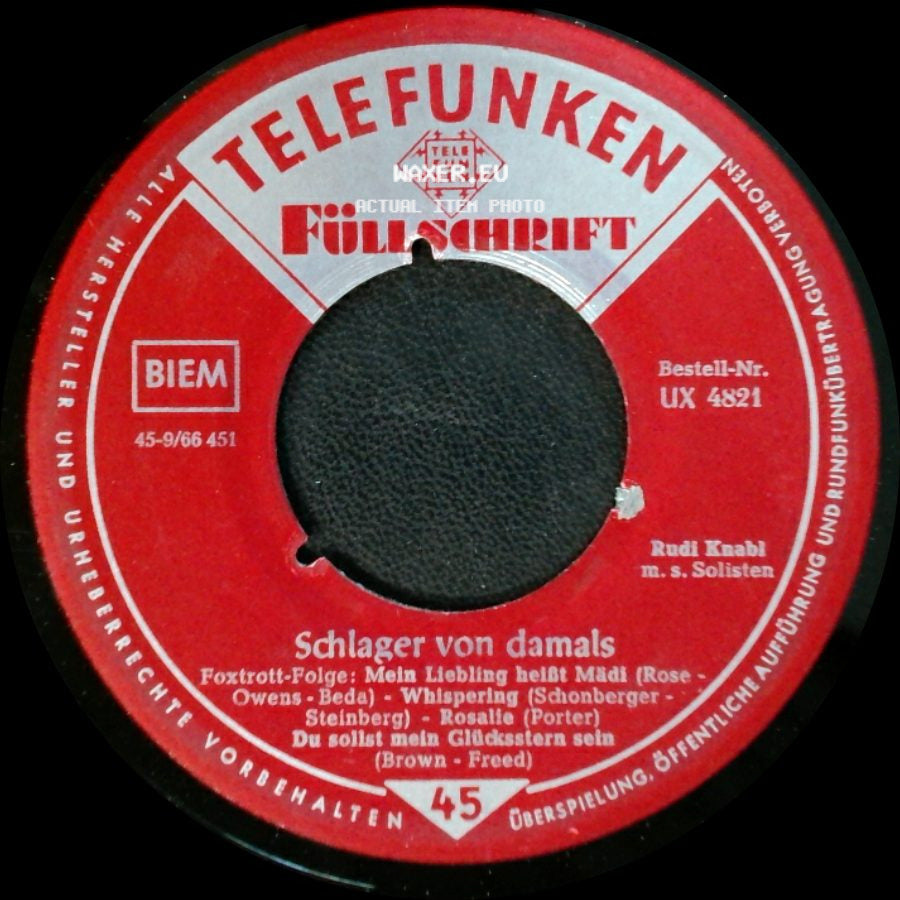Rudi Knabl Mit Seinen Solisten / Rudi Knabl M. S. Solisten - Schlager Von Damals / Schlager Von Damals side B