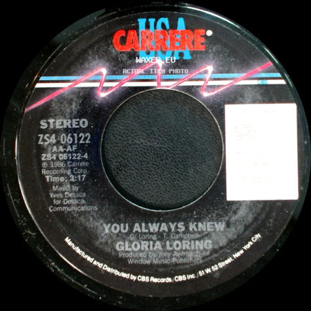 Gloria Loring & Carl Anderson / Gloria Loring - Friends And Lovers / You Always Knew side B