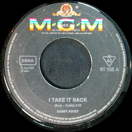 Sandy Posey - The Boy I Love / I Take It Back side B