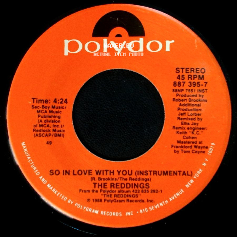 The Reddings - So In Love With You (7" Remix) / So In Love With You (Instrumental) side B