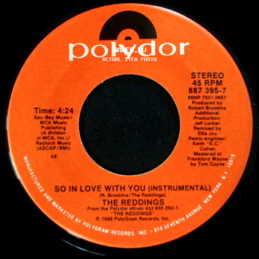 The Reddings - So In Love With You (7'' Remix) / So In Love With You (Instrumental) side B
