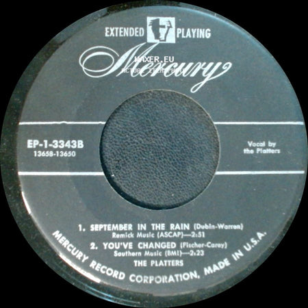 The Platters - September In The Rain / You've Changed / Heart Of Stone / I'd Climb The Highest Mountain side A