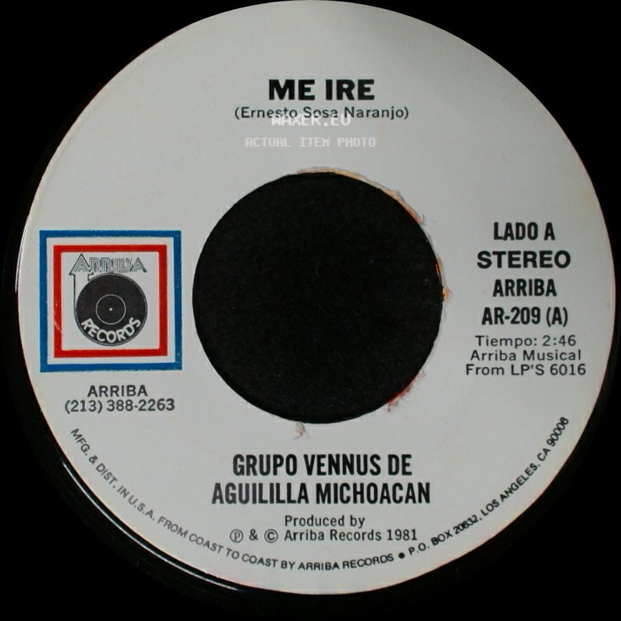 Grupo Vennus De Aguililla Michoacan - Me Ire / Chaparrita side A