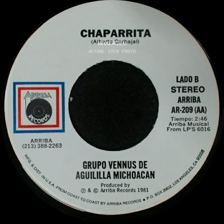 Grupo Vennus De Aguililla Michoacan - Me Ire / Chaparrita side B