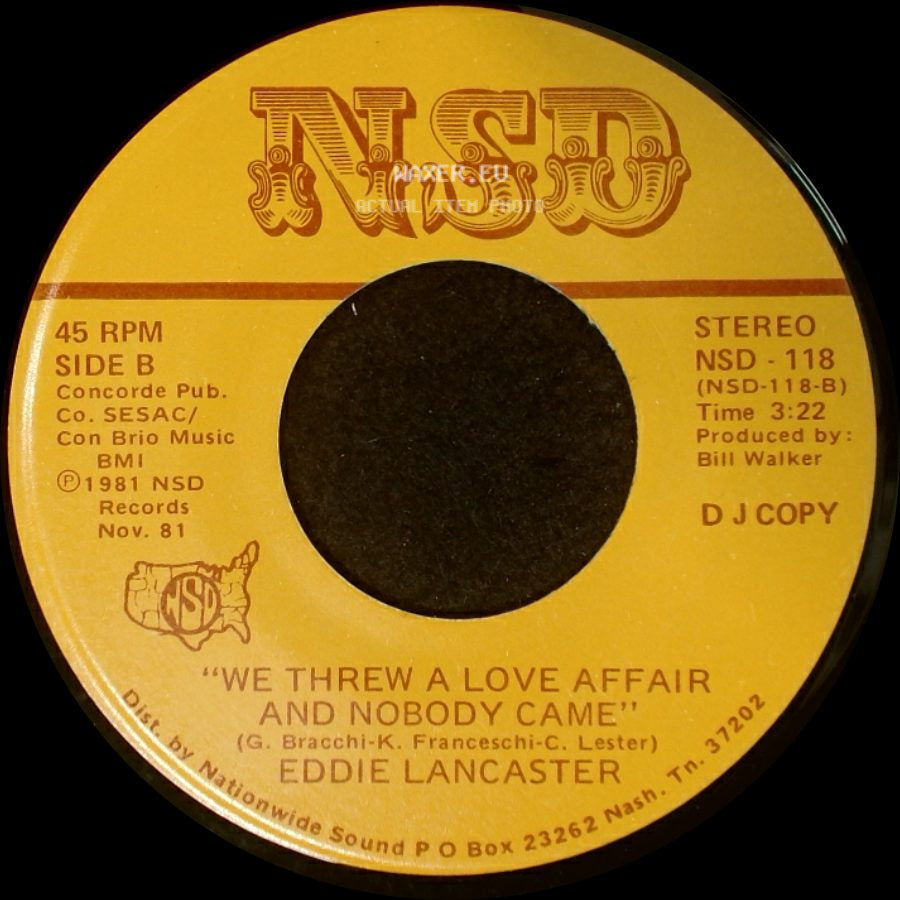 Eddie Lancaster - I Found Me An Angel / We Threw A Love Affair And Nobody Came side B