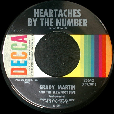 Grady Martin And The Slewfoot Five - The Velvet Glove / Heartaches By The Number side B