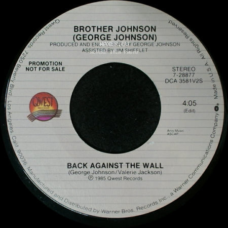 Brother Johnson (George Johnson) - Back Against The Wall / Back Against The Wall side A