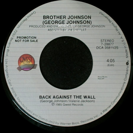 Brother Johnson (George Johnson) - Back Against The Wall / Back Against The Wall side B
