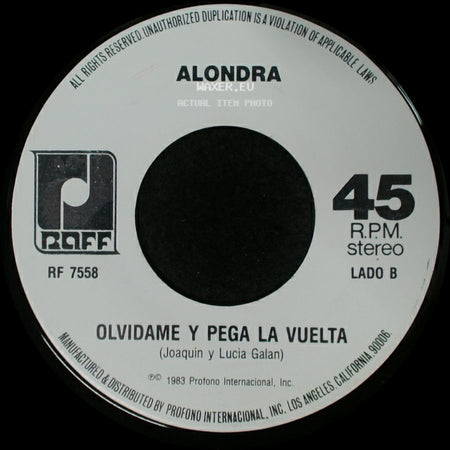Alondra - No Sigas Mintiendo / Olvidame Y Pega La Vuelta side B