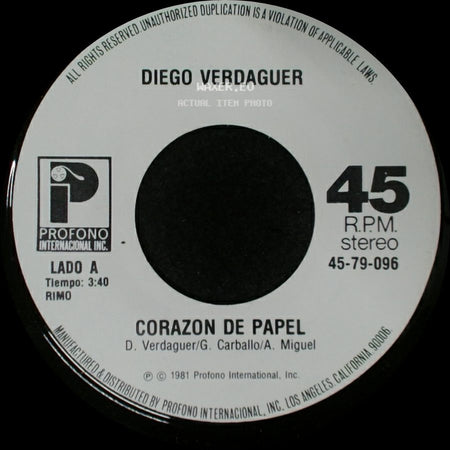 Diego Verdaguer - Corazon De Papel / Desierto side A