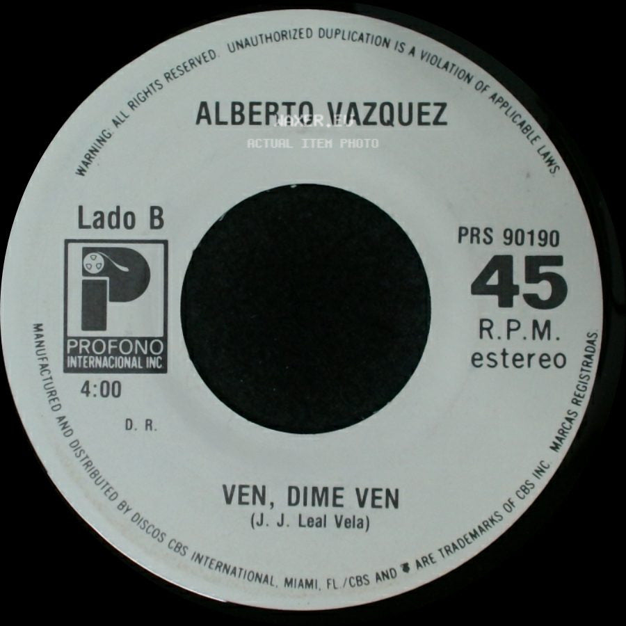Alberto Vazquez - Aquella Mujer De Ayer / Ven, Dime Ven side B