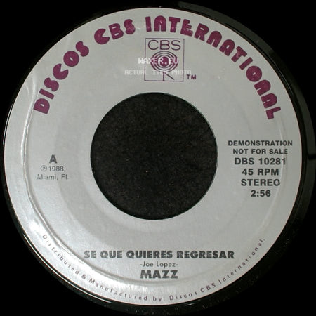 Mazz - Se Que Quieres Regresar / Se Que Quieres Regresar side A