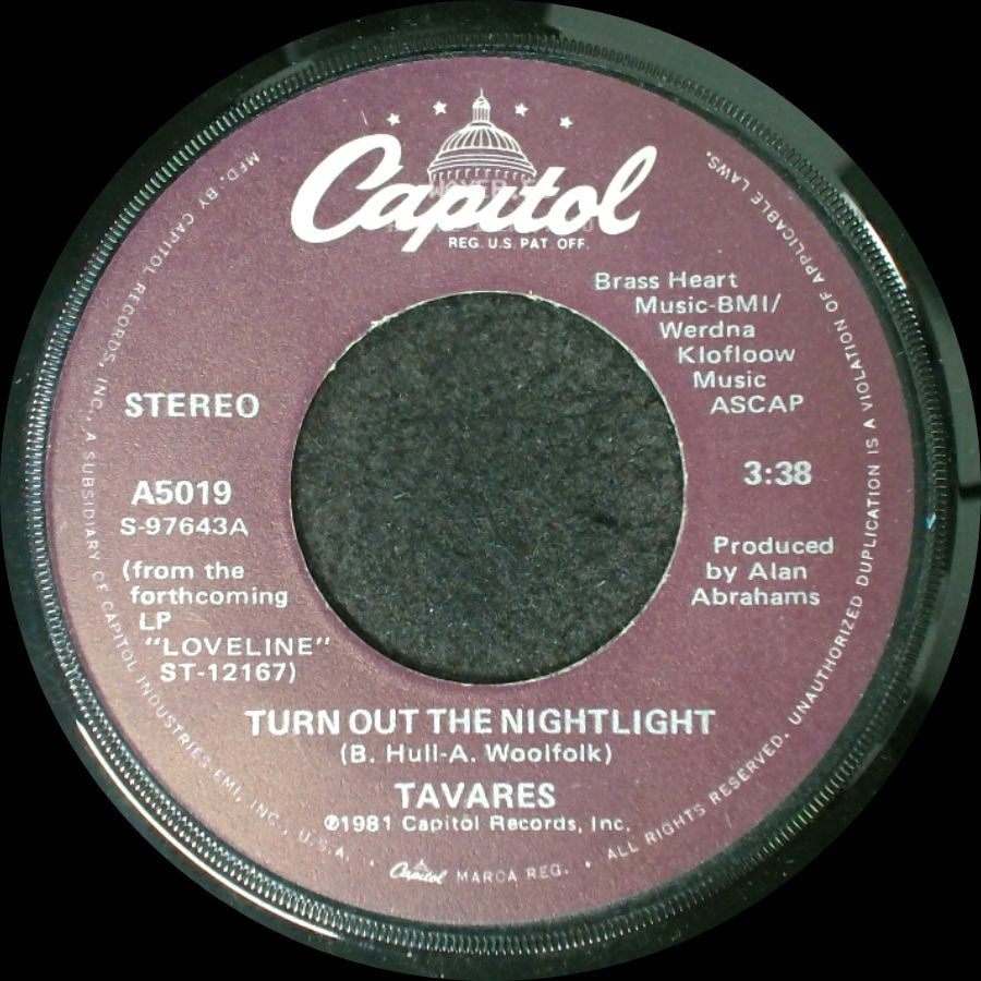 Tavares - House Of Music / Turn Out The Nightlight side B