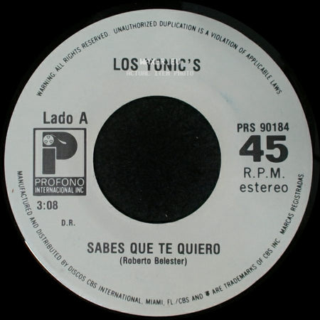 Los Yonic's - Sabes Que Te Quiero / Dejame Vivir side A