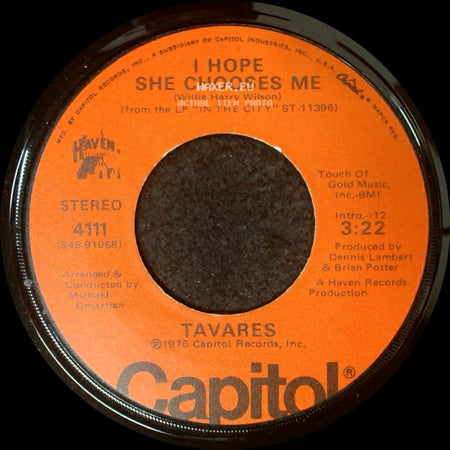Tavares - It Only Takes A Minute / I Hope She Chooses Me side B
