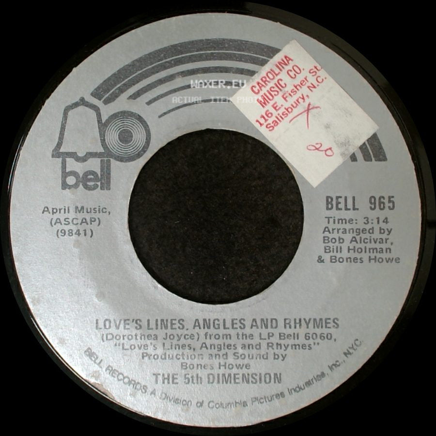 The 5Th Dimension - The Singer / Love's Lines, Angles And Rhymes side B
