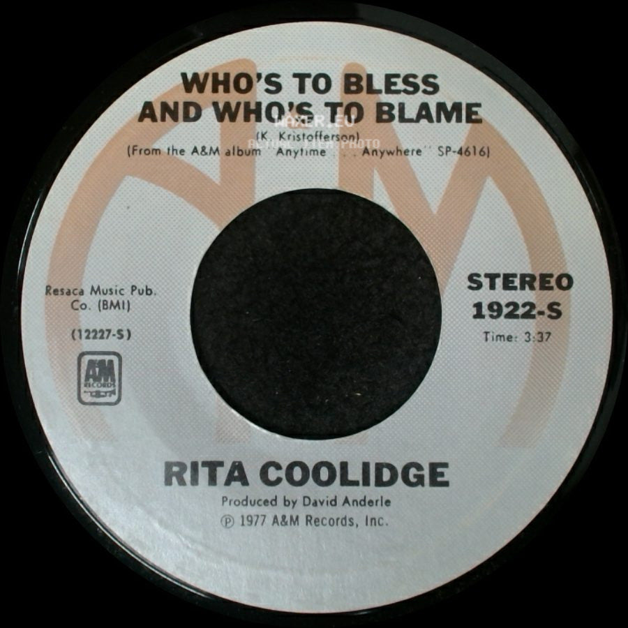 Rita Coolidge - (Your Love Has Lifted Me) Higher And Higher / Who's To Bless And Who's To Blame side B