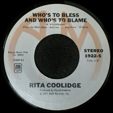 Rita Coolidge - (Your Love Has Lifted Me) Higher And Higher / Who's To Bless And Who's To Blame side B