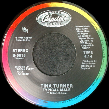 Tina Turner - Don't Turn Around / Typical Male side B