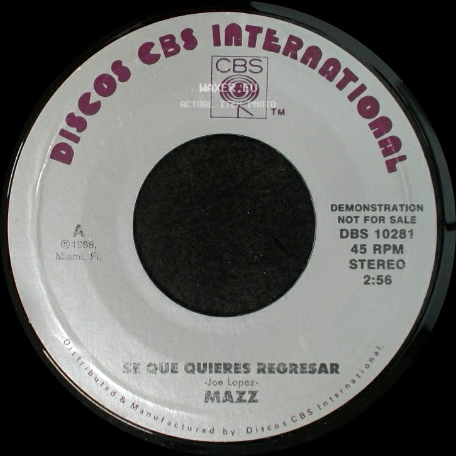 Mazz - Se Que Quieres Regresar / Se Que Quieres Regresar side A