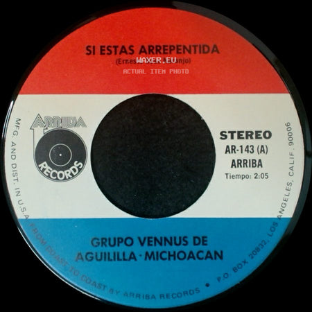 Grupo Vennus De Aguililla - Michoacan - Celos De Ti / Si Estas Arrentida side B