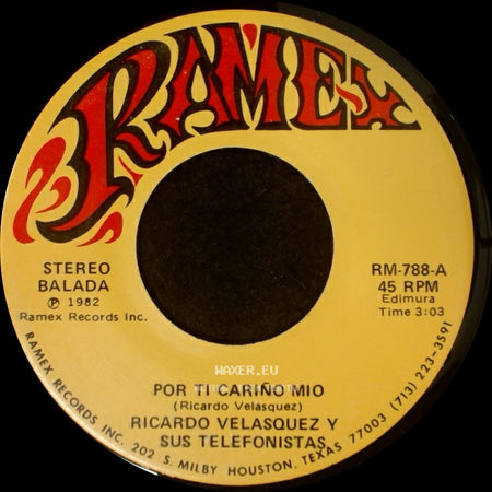 Ricardo Velasquez Y Sus Telefonistas - Por Ti Cariño Mio / Novia De Quince Años side A