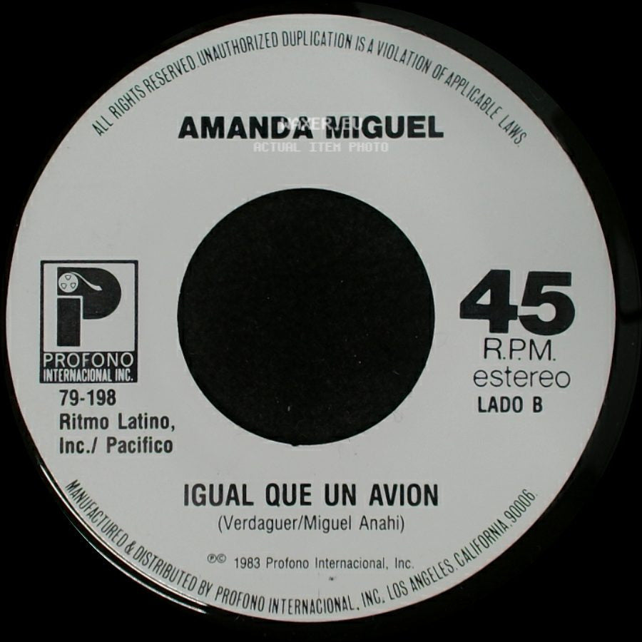 Amanda Miguel - Cosquillas En El Pecho / Igual Que Un Avion side B