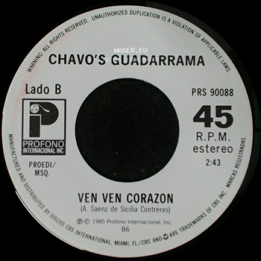 Chavo's Guadarrama - Sueño Y Realidad / Ven Ven Corazon side B