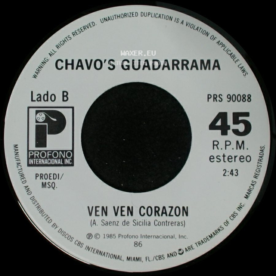 Chavo's Guadarrama - Sueño Y Realidad / Ven Ven Corazon side B