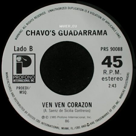 Chavo's Guadarrama - Sueño Y Realidad / Ven Ven Corazon side B