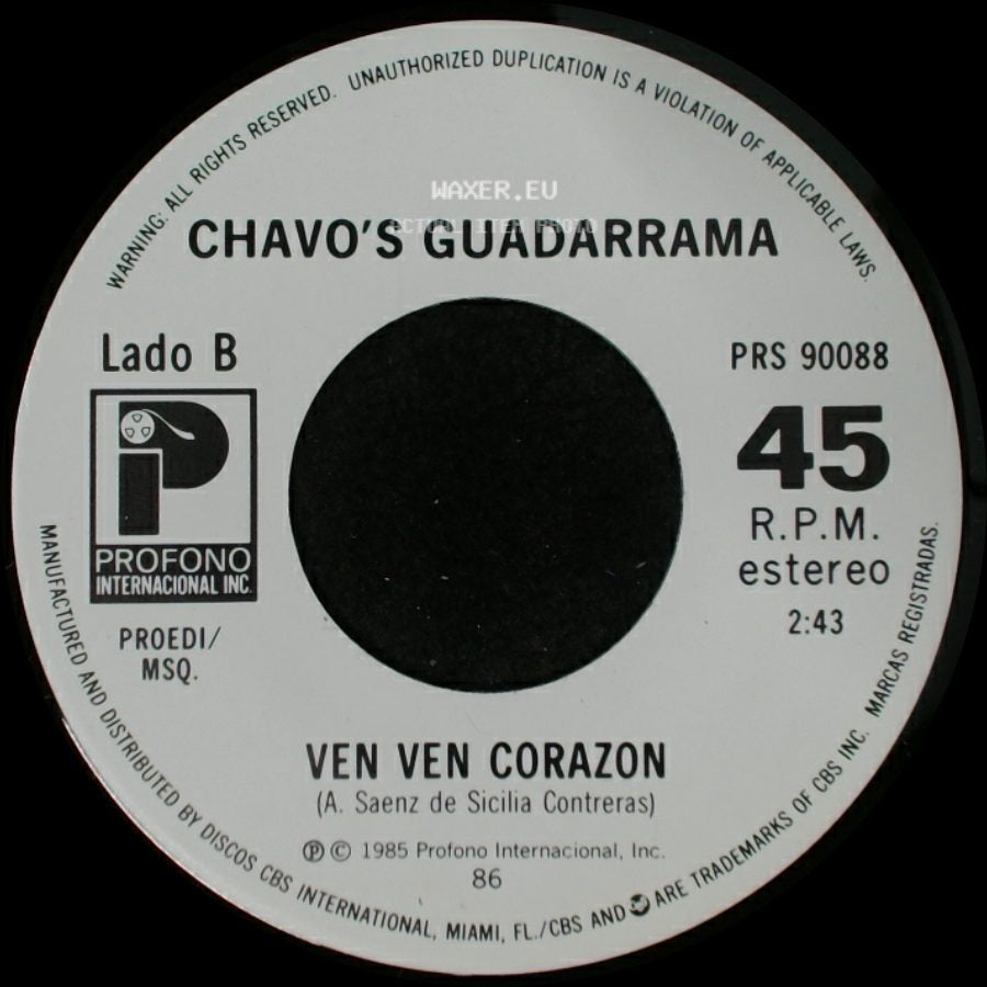 Chavo's Guadarrama - Sueño Y Realidad / Ven Ven Corazon side B