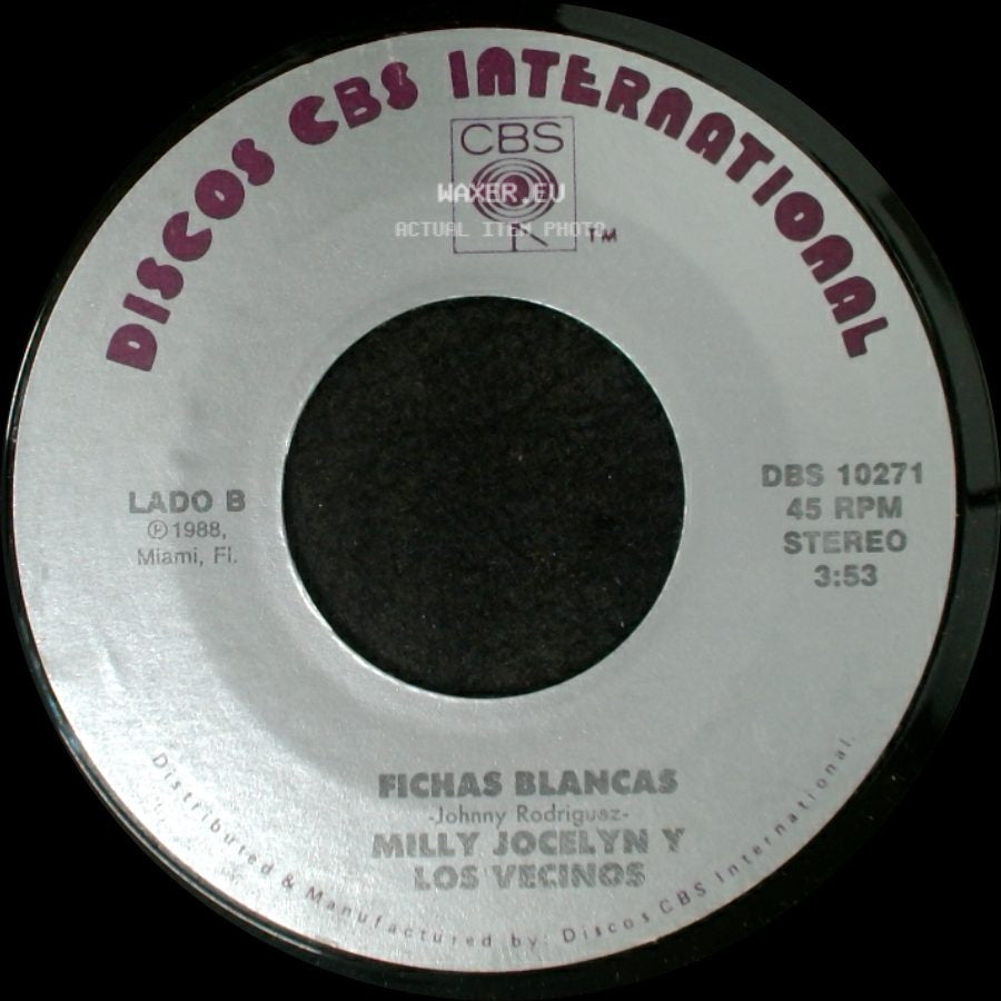 Milly Jocelyn Y Los Vecinos - Pa'lante Y Con La Careta / Fichas Blancas side B