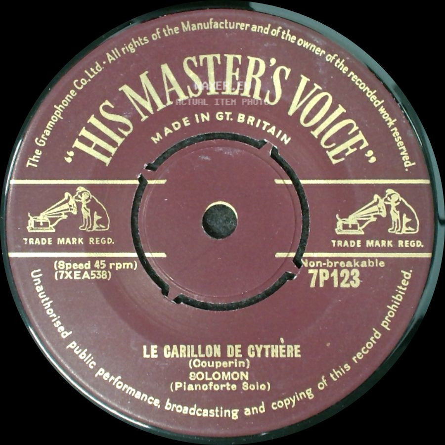 Solomon - Prelude And Fugue In C Minor (No. 26 Of "Das Wohltemperirte Klavier," Book Ii) (Bach) / Le Carillon De Gythère side B