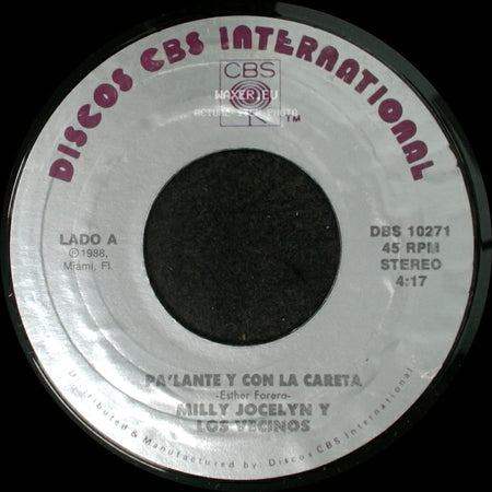 Milly Jocelyn Y Los Vecinos - Pa'lante Y Con La Careta / Fichas Blancas side A
