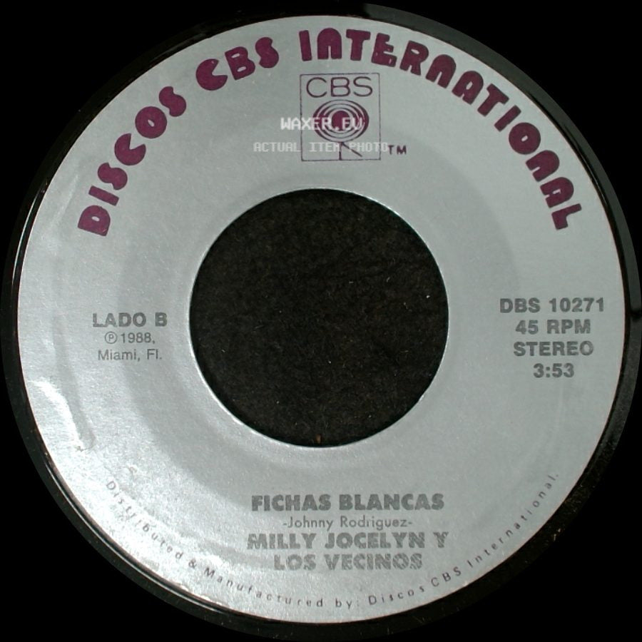 Milly Jocelyn Y Los Vecinos - Pa'lante Y Con La Careta / Fichas Blancas side B