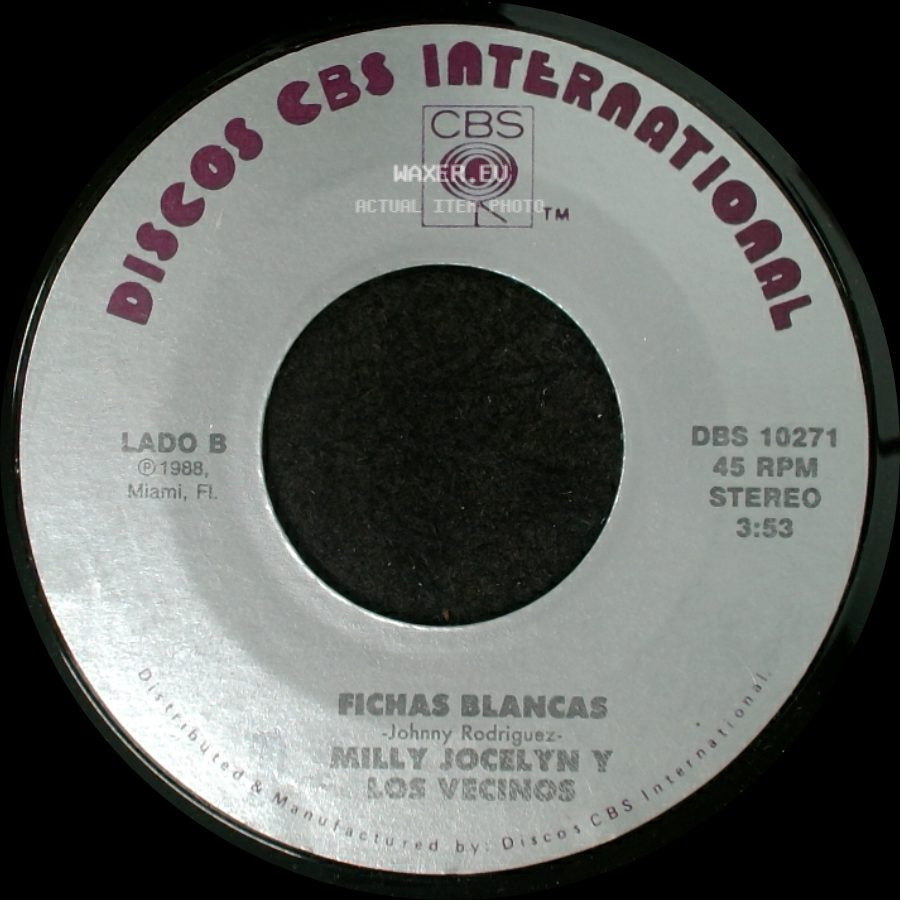 Milly Jocelyn Y Los Vecinos - Pa'lante Y Con La Careta / Fichas Blancas side B