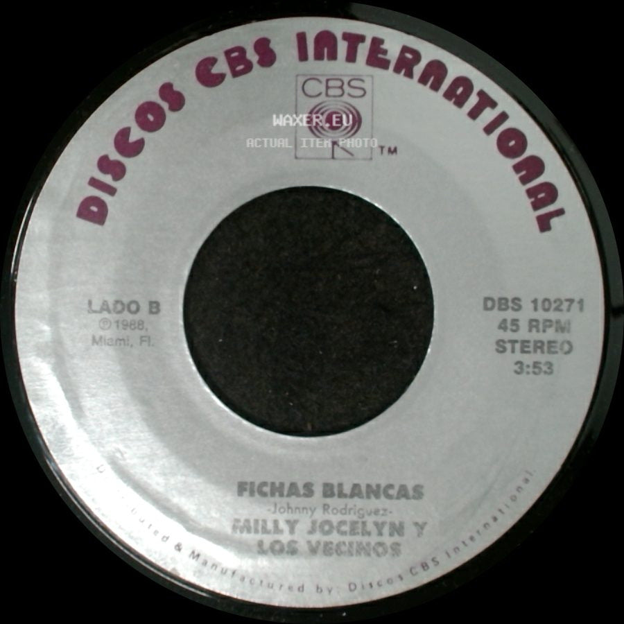 Milly Jocelyn Y Los Vecinos - A'lante Y Con La Careta / Fichas Blancas side B